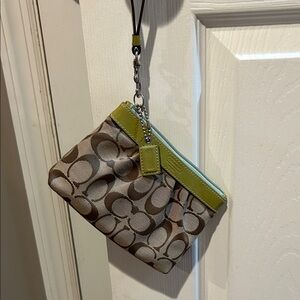 Stylish Beige and Green Wristlet